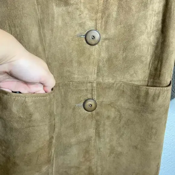 Vintage Suede Boho Brown Peacoat - Picture 4 of 9